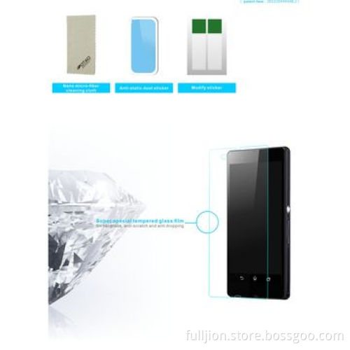 Anti-crack anti fingerprint 0.2mm round angel tempered glass screen protector for Sony Xperia-Z L36h